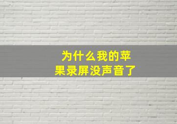 为什么我的苹果录屏没声音了