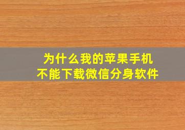 为什么我的苹果手机不能下载微信分身软件