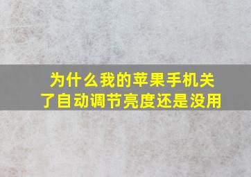 为什么我的苹果手机关了自动调节亮度还是没用