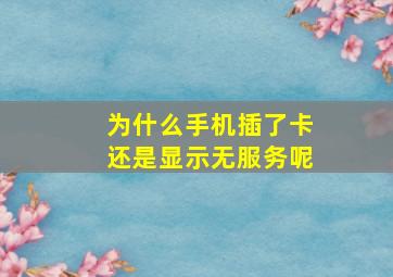 为什么手机插了卡还是显示无服务呢