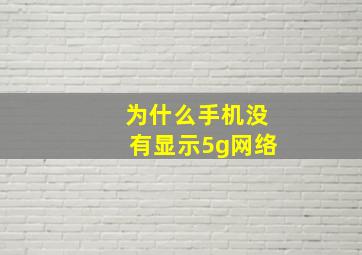 为什么手机没有显示5g网络