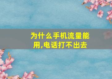 为什么手机流量能用,电话打不出去