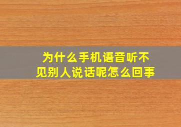 为什么手机语音听不见别人说话呢怎么回事