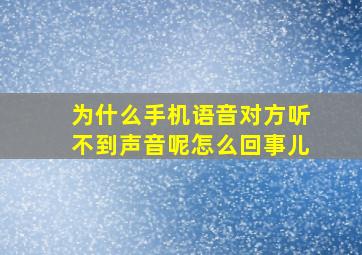 为什么手机语音对方听不到声音呢怎么回事儿