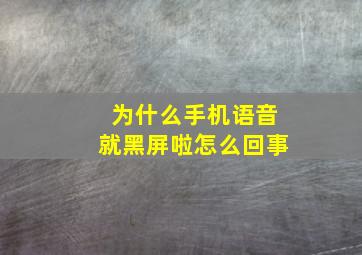 为什么手机语音就黑屏啦怎么回事