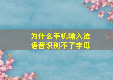 为什么手机输入法语音识别不了字母