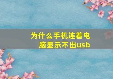 为什么手机连着电脑显示不出usb