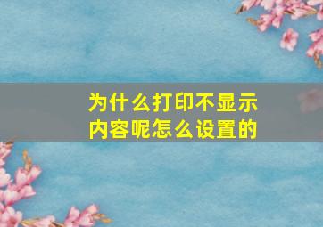 为什么打印不显示内容呢怎么设置的