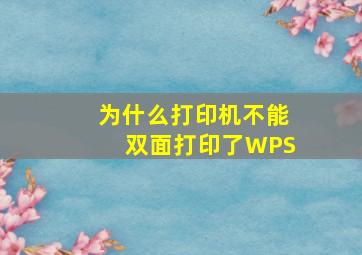 为什么打印机不能双面打印了WPS