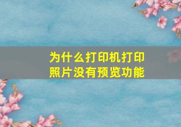 为什么打印机打印照片没有预览功能