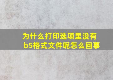 为什么打印选项里没有b5格式文件呢怎么回事