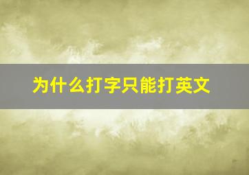 为什么打字只能打英文