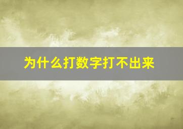 为什么打数字打不出来