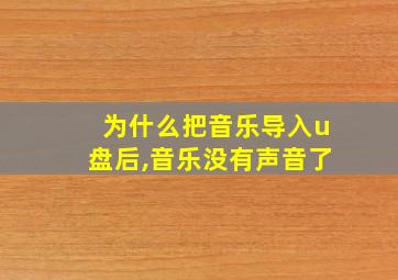 为什么把音乐导入u盘后,音乐没有声音了