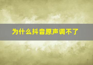 为什么抖音原声调不了