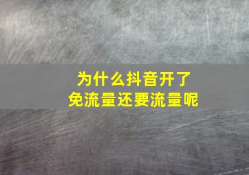 为什么抖音开了免流量还要流量呢