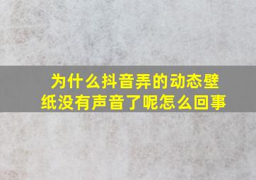 为什么抖音弄的动态壁纸没有声音了呢怎么回事