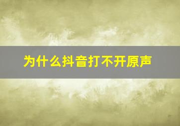 为什么抖音打不开原声