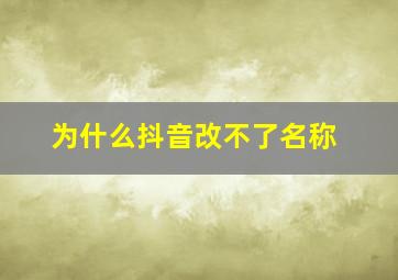 为什么抖音改不了名称