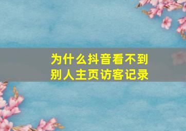 为什么抖音看不到别人主页访客记录