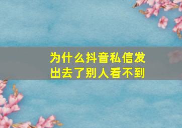 为什么抖音私信发出去了别人看不到