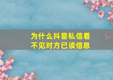 为什么抖音私信看不见对方已读信息