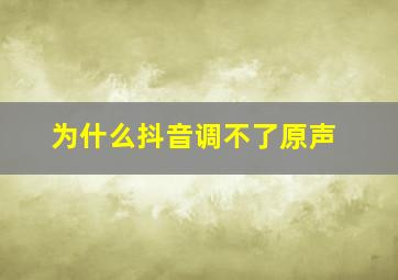 为什么抖音调不了原声