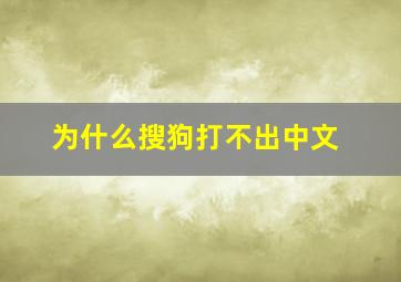 为什么搜狗打不出中文