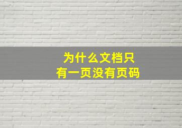 为什么文档只有一页没有页码