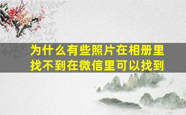 为什么有些照片在相册里找不到在微信里可以找到