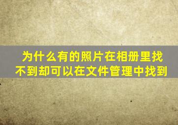 为什么有的照片在相册里找不到却可以在文件管理中找到