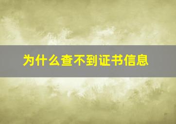 为什么查不到证书信息