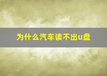 为什么汽车读不出u盘