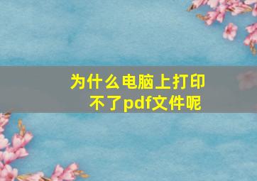 为什么电脑上打印不了pdf文件呢