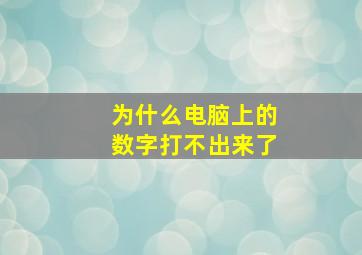 为什么电脑上的数字打不出来了