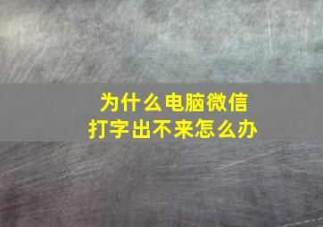 为什么电脑微信打字出不来怎么办