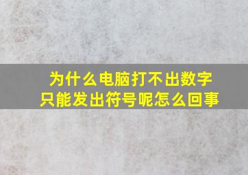 为什么电脑打不出数字只能发出符号呢怎么回事