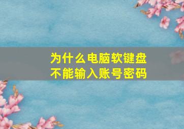 为什么电脑软键盘不能输入账号密码