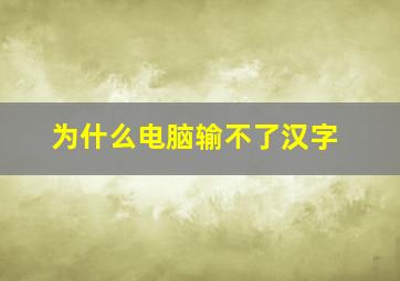 为什么电脑输不了汉字