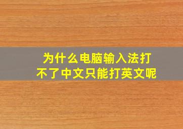 为什么电脑输入法打不了中文只能打英文呢