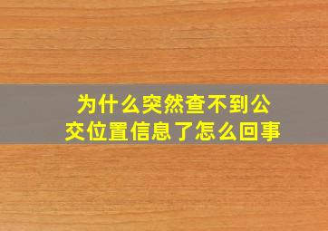 为什么突然查不到公交位置信息了怎么回事