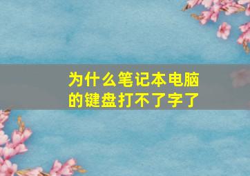 为什么笔记本电脑的键盘打不了字了