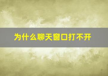 为什么聊天窗口打不开