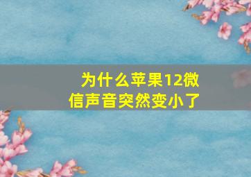 为什么苹果12微信声音突然变小了