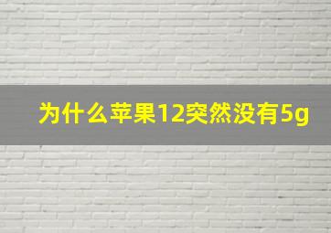 为什么苹果12突然没有5g