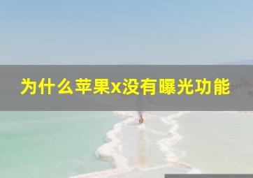 为什么苹果x没有曝光功能