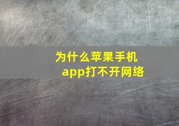 为什么苹果手机app打不开网络