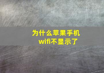 为什么苹果手机wifi不显示了