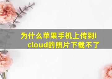 为什么苹果手机上传到icloud的照片下载不了