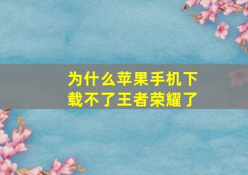 为什么苹果手机下载不了王者荣耀了